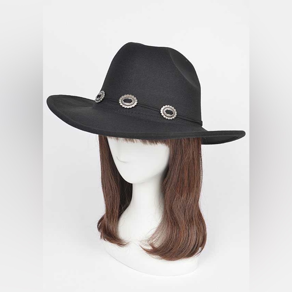 Black Western Concho Cowboy Straw Hat